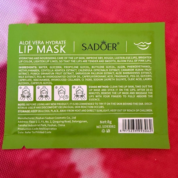 💚 Sadoer 🌱 Aloe Vera Hydration Lip Mask (Nourish, fade lines, brighten!) - Picture 4 of 6